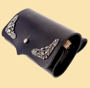 Tranktasche -Knopf - mit Ecken - schwarz - 3 Flaschen
